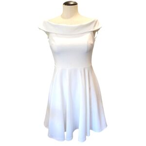 B Darlin White A-Line Cap Sleeve Dress